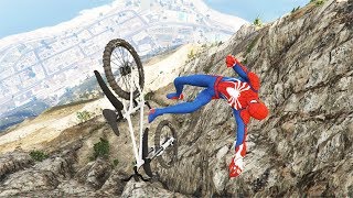 GTA 5 Stunning Ragdolls #18 - (Spiderman - Downhill Mountain Bike Fails)