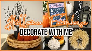 NEW! HALLOWEEN Front Porch and Entryway DECORATE WITH ME | Halloween Farmhouse Decorating Ideas 2023