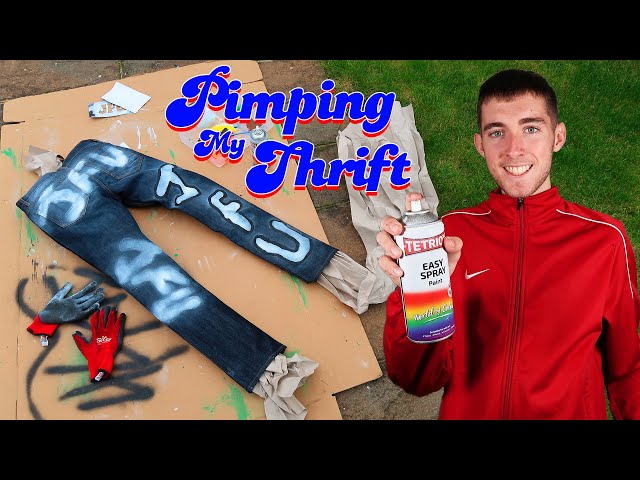 Using Spray Paint To Customize Jeans! Pimp My Thrift #1 - YouTube