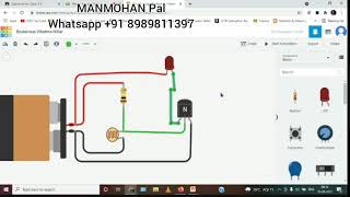 NPN transistor- Tinkercad.com- Darkness sensor circuit using bc547