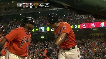 PHI@SF: Morse belts a three-run homer to left-center