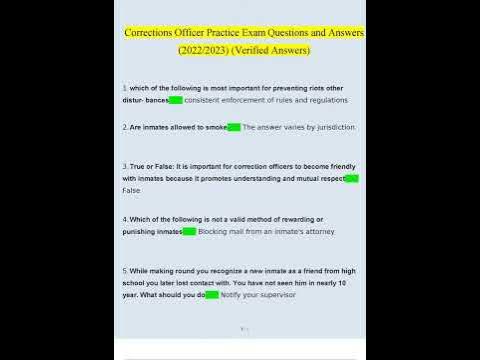 Corrections Officer Practice Exam Questions and Answers 2022 2023