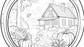 Color by Number Pumpkin Fall Deocr Cottage Pathway Color Oasis #coloring #fall #relaxmindgames screenshot 1