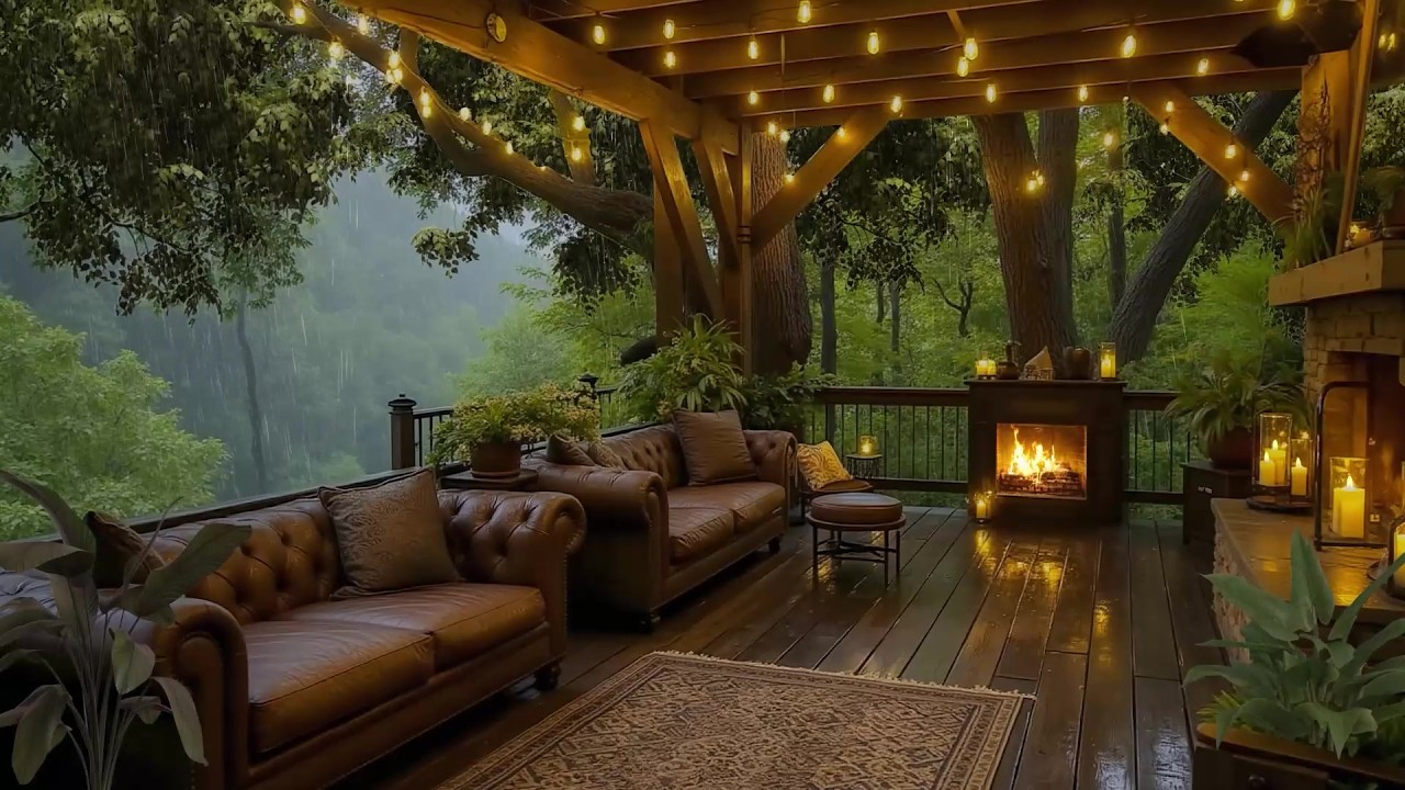 Ultimate Rainy Forest Retreat 🌲 Fireplace ASMR & Soft Rain Sounds for Stress Relief