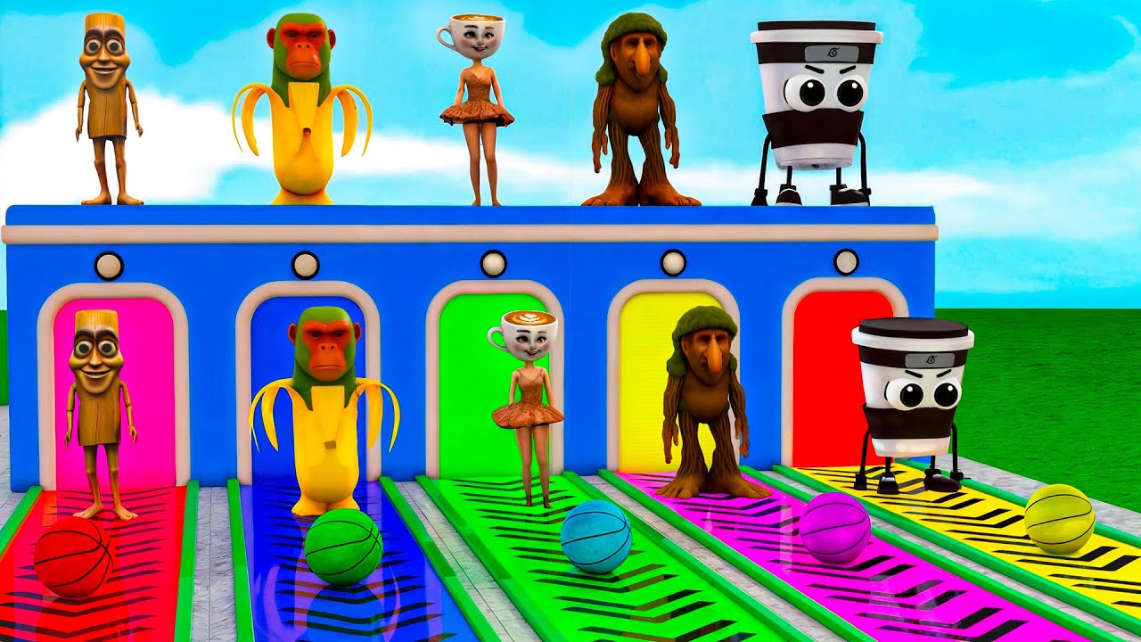 Long Slide Game with Cow Elephant Gorilla Hippopotamus Tiger 3d Animal Game Funny 3d Animals