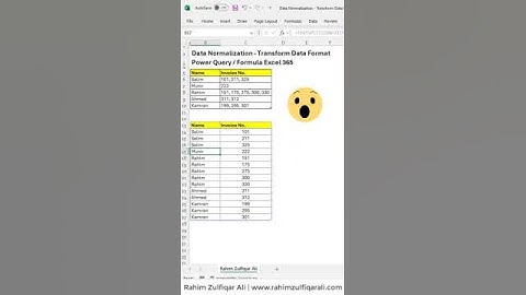 Data Normalization - Transform Data | Power Query & Dynamic Array Formula in #Excel 365 #shorts