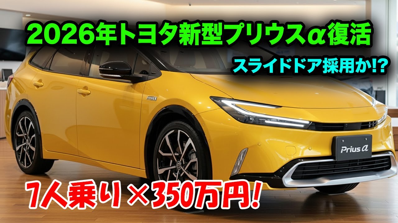 トヨタ新型プリウスα、2026年復活へ！驚異の3列シート＆スライドドア