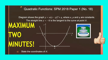 SPM Additional Mathematics 2018 Paper 1 Number 18 - Quadratic Functions