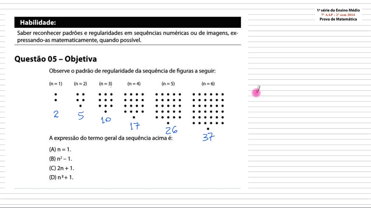 mat17aap q0007 Matemática 1º ano do Ensino Médio - 7ª Avaliação de  Aprendizagem em Processo 