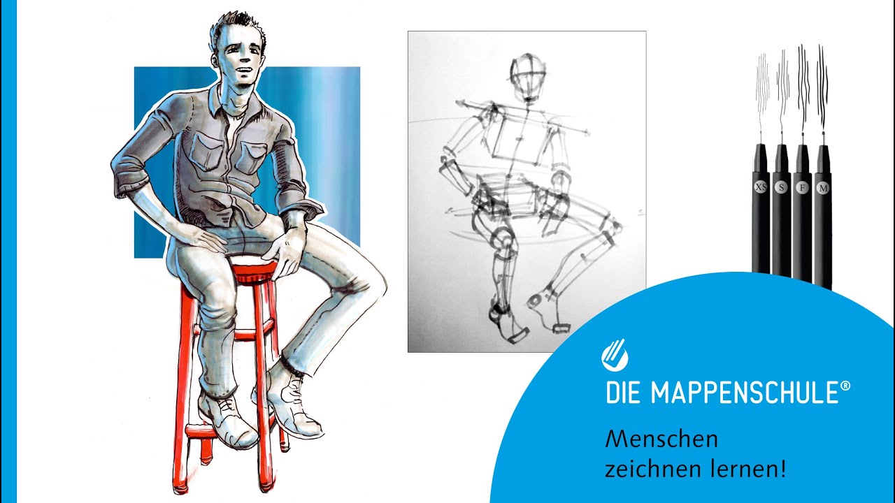 Mappenkurs: Menschen zeichnen lernen. Figuren frei zeichnen. - YouTube