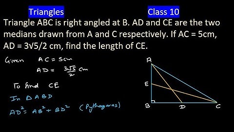 Triangle ABC is right angled at B. AD and CE are the two medians drawn from A and C . If AC = 5cm AD