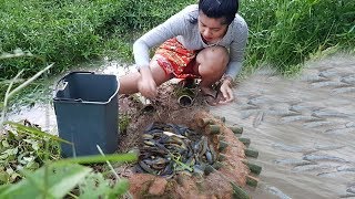Amazing fishing trap Using Biggest Bamboo - Eaasy trap fishing Deep hole and catch a of fish Part 1