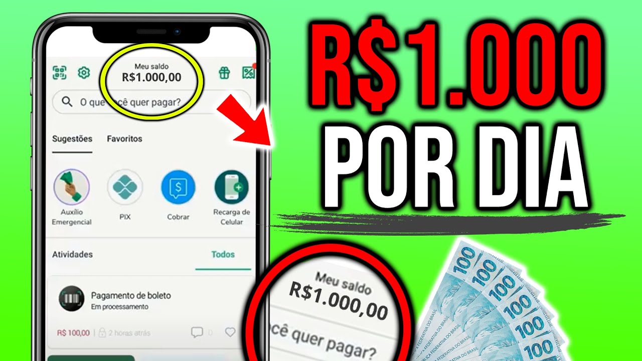 Como Ganhar R$1.000 Reais POR DIA no PIX - NOVO APP PAGANDO/ Como Ganhar Dinheiro na Internet