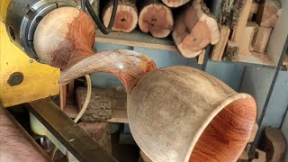 woodturning a carob wood twist stemmed goblet