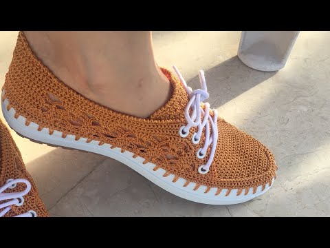Şık ve Zarif Yazlık Dantel modelli  Ayakkabı Yapımı 1 Bölüm # örgü ayakkabı yapımı # knitting shoes