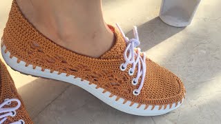 Şık Ve Zarif Yazlık Dantel Modelli Ayakkabı Yapımı 1 Bölüm Örgü Ayakkabı Yapımı Knitting Shoes