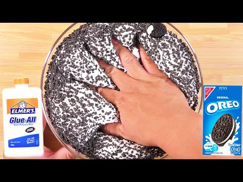 【DIY】大容量のエルマーズグルーを使って巨大オレオスライム作ってみた【slime ASMR】