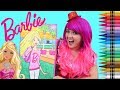 coloring barbie at the beach giant coloring book page crayola crayons kimmi the clown