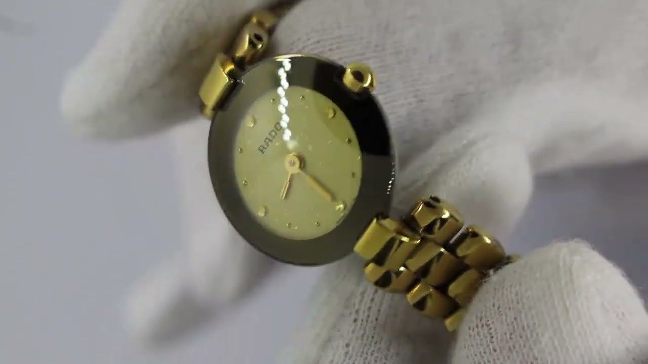 Ladies Rado Coupole 204.4079.4 Goldplated Bracelet Domed Sapphire