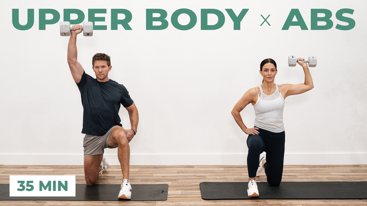 35 Min Full Upper Body Strength + Abs | Dumbbell Workout at Home