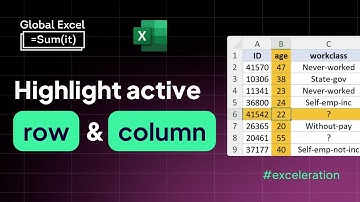 Highlight the active row and column in an Excel worksheet