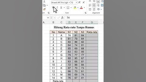 Menghitung Rata-rata Tanpa Rumus di Excel #Shorts
