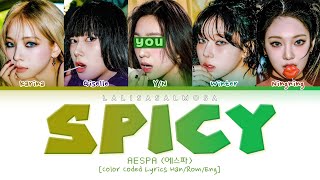 AESPA (에스파) & YOU AS A MEMBER | SPICY 매운 | [Karaoke] Color Coded (EASY LYRICS) Resimi