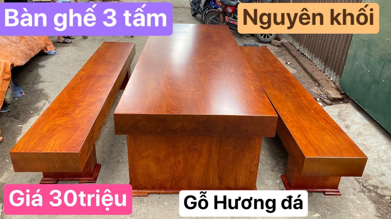 Cực sốc: Bộ bàn ghế 3 tấm (k3) nguyên khối gỗ Hương đá nam phi ...