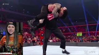 WWE Raw 1\/16\/17 Brock Lesnar F5s Roman Reigns