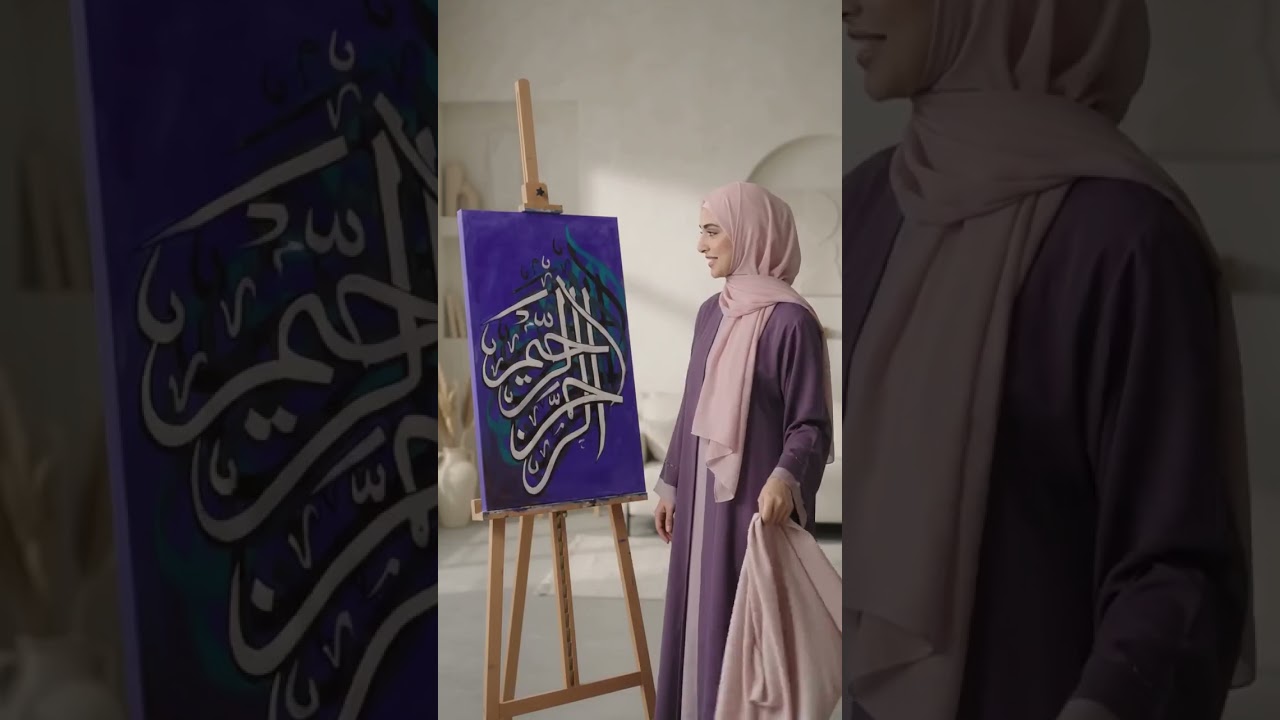 Arabic calligraphy on canvas #youtubeshorts #shorts #shortvideo #art #trending #viral #artist