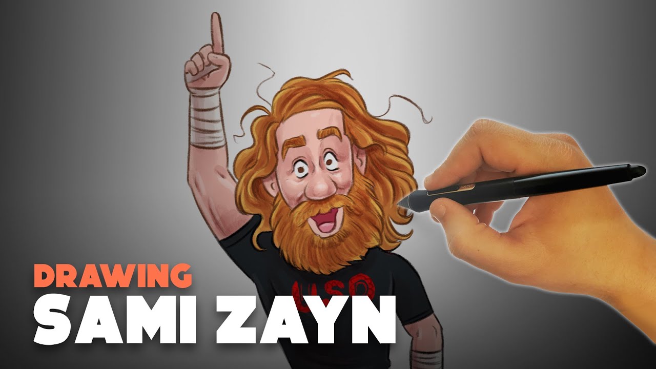 Professional illustrator creates character design of WWE Sami Zayn | Photoshop digital art
