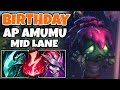 It&#39;s my Birthday, so I played Surprise Party AP Amumu Mid to celebrate | 13.7