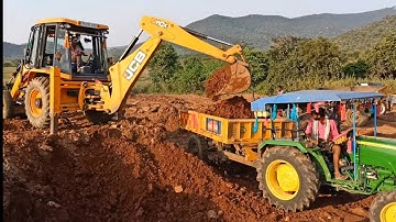 JCB 3DX loading mud in jhon deer | tractor video | sss agri tech