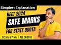 Safe marks for neet 2024  tn medical selection 2024