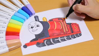 【トーマス】ジェームスのイラスト　お父さんがお絵描き　My drawing a picture of Thomas