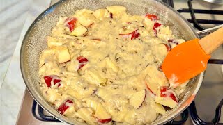картинка: Яблочный ПИРОГ на сковороде за минуты, который тает во рту! Быстрый и Вкусный Завтрак!
