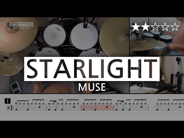 [Lv.05] Starlight - Muse  (★★☆☆☆) Pop Drum Cover (Score, Lessons, Tutorial) | DRUMMATE