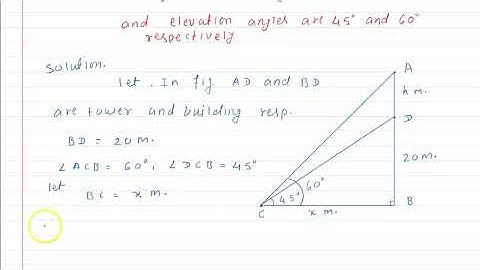 From point on the ground, the angles of elevation of the bottom and the top of a transmission tower