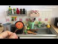 Rement mini toy kitchen  toy food miniature cooking  spaghetti with mushrooms in tomato sauce