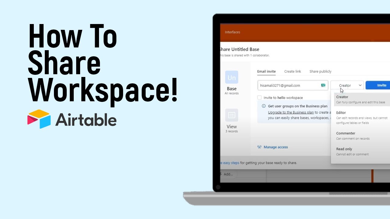 How to Share Workspace on Airtable [easy] - YouTube