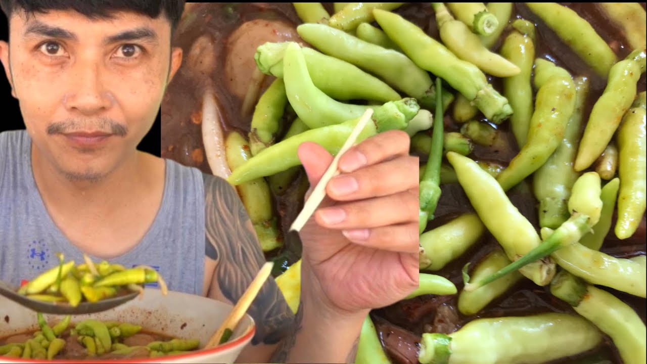 พริก60 เม็ด น้ำซุปใส่กะปิเข้มข้นไม่ต้องจิ้ม ก๋วยเตี๋ยวเนื้อร้านครูมืด