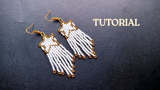 Seed Bead Fringe Earrings with Star, Beaded Star earrings tutorial
