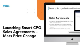PROS Smart CPQ: Sales Agreements