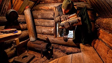 SURVIVED THE WINTER ALONE IN A LOG CABIN