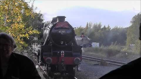 NRM Shuttle with GWR Hall 5972 Olton Hall and Black Five 45305 North Road Darlington.wmv