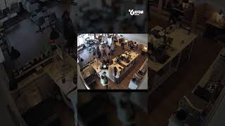 Car Crashes Into Coffee Shop, Customers Escape as Glass Shatters