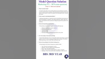 Model question solution of fundamentals of marketing BBS 3rd year // exam question of marketing 2079