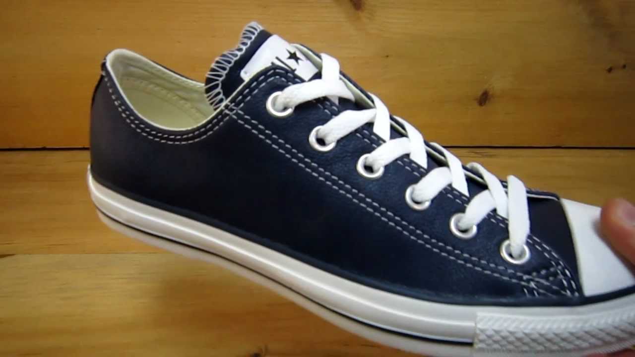 navy blue leather chucks