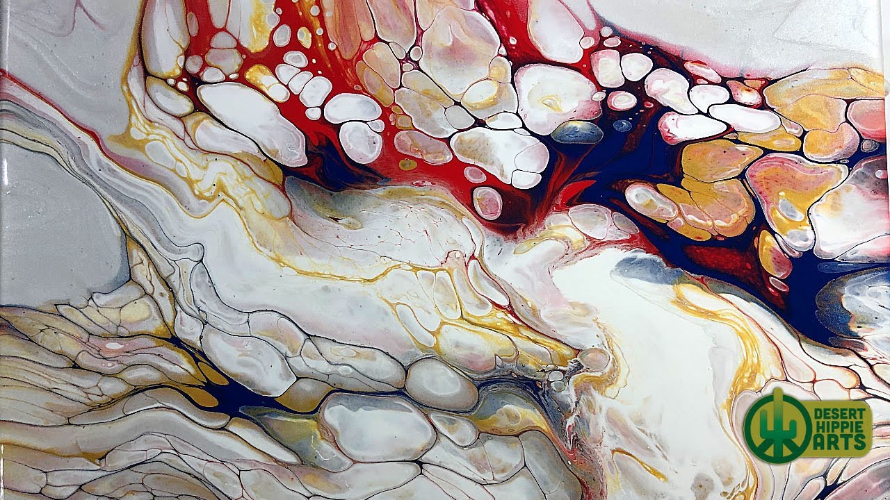 Acrylic Paint Pouring: PUDDLE paint pour on canvas with Bloom Technique ...