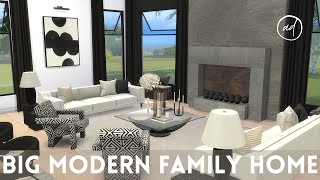 BIG FAMILY HOME with black & white tones || Sims 4 || CC SPEED BUILD